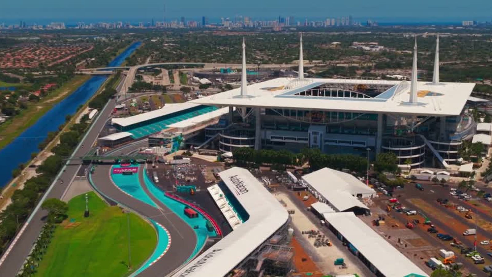 Hard Rock Stadium — aerial capture — still